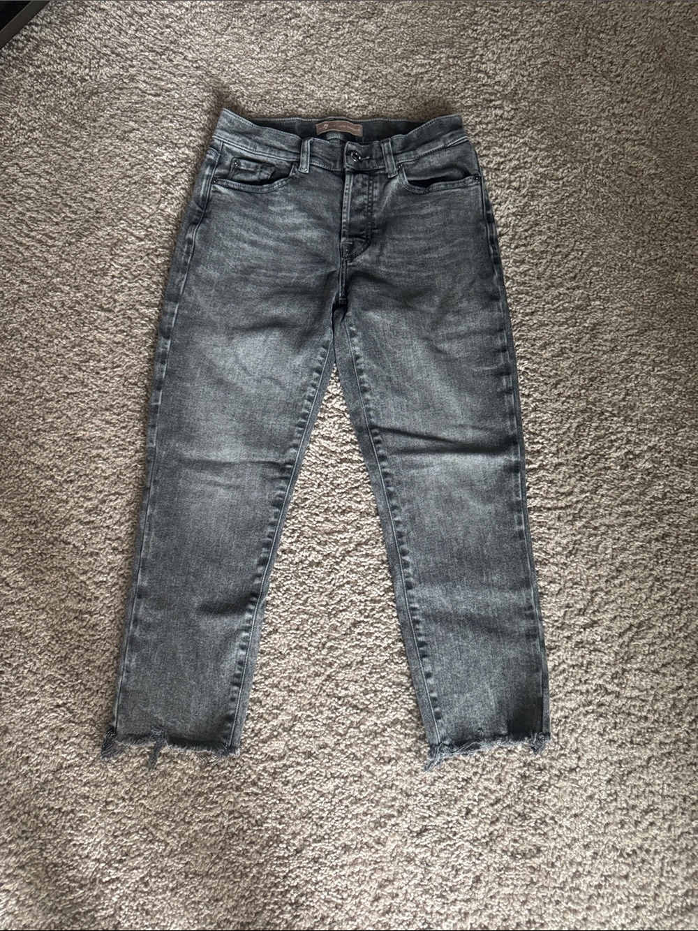 7 For All Mankind Gray Washed Ankle Crop Jeans